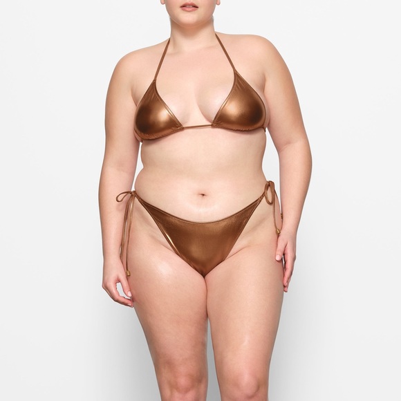SKIMS Bikini Tie Metallic Copper Penny Bottoms NEW 3X - Picture 2 of 3
